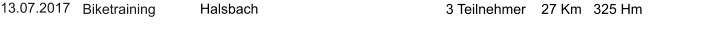 13.07.2017 Biketraining    3 Teilnehmer    27 Km   325 Hm Halsbach